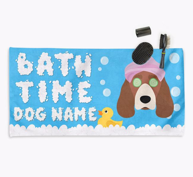 'Bubble Bath Time' Personalised Dog Towel for your {breedCommonName}